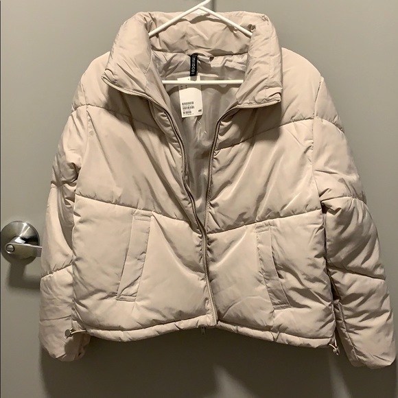 Light Grey Boxy Puffer Jacket 